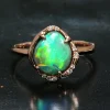 Aphenos Blinding Green Gem Flash Semi Black Opal Ring