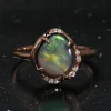 Aphenos Pastel Green Flash Black Opal Ring