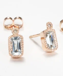 Aquamarine Milgrain Studs
