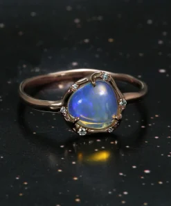 Cosmic Light Blue Crystal Opal Ring