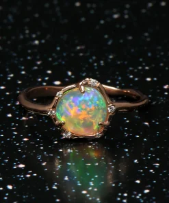 Cosmic Light Galactic Gem Crystal Opal Ring