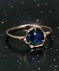 Cosmic Light Midnight Flash Black Opal Ring