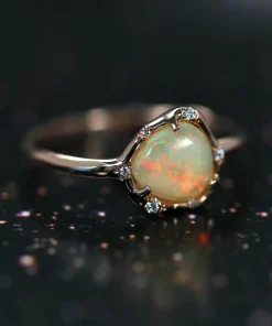 Cosmic Light Pleasing Sundust Opal Ring