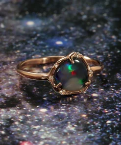 Cosmic Light Spectral Rainbow Flash Opal Ring