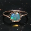 Cosmic Light Teal Earth Flash Crystal Opal Ring