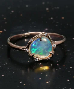 Cosmic Light Teal Earth Flash Crystal Opal Ring