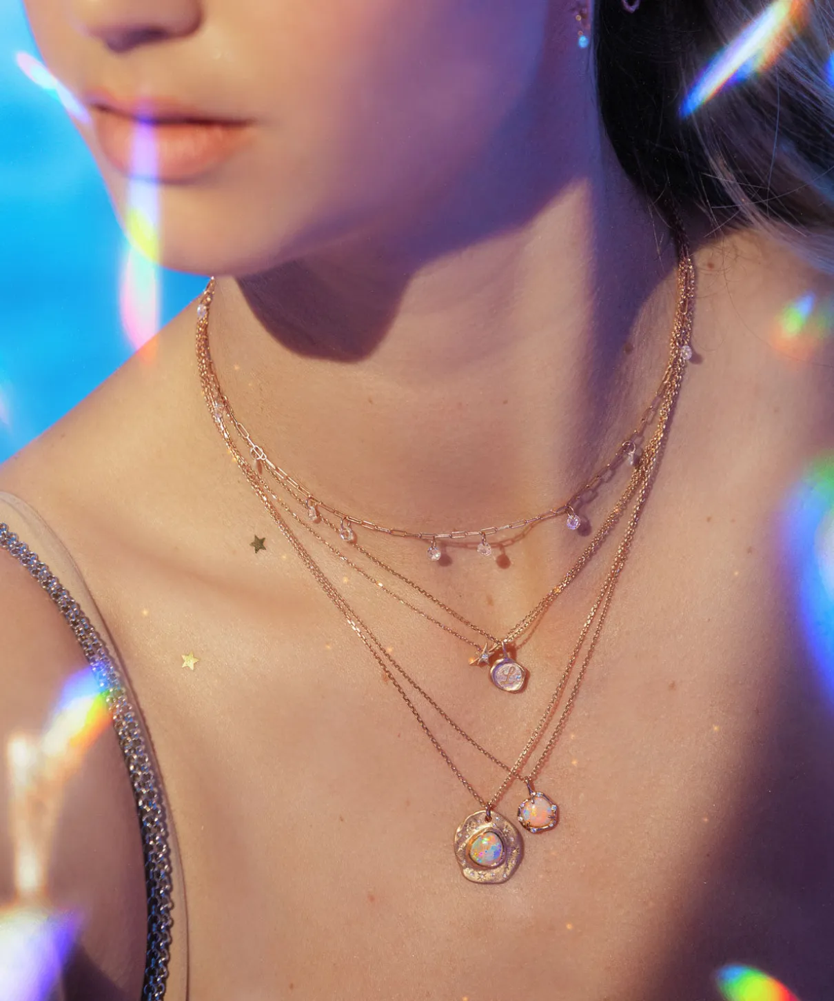 Cosmic Light Watercolor Opal Necklace