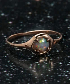 Crayon Flash Opal Moon Silhouette Ring