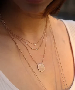 Diamond Moon Disc Necklace