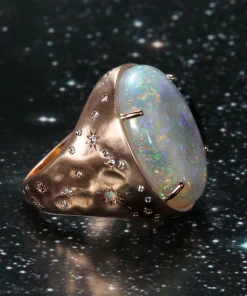 Glittering Crystal Opal Ring