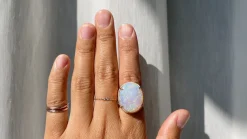Glittering Crystal Opal Ring