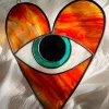Handmade Heart and Eye Stained Glass