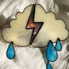 Handmade Thunderbolt Cloud Stained Glass