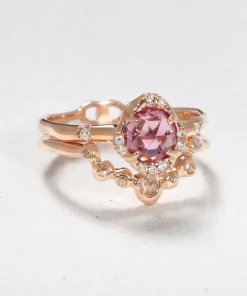 Infinite Love Pink Sapphire and Diamond Eye Stack