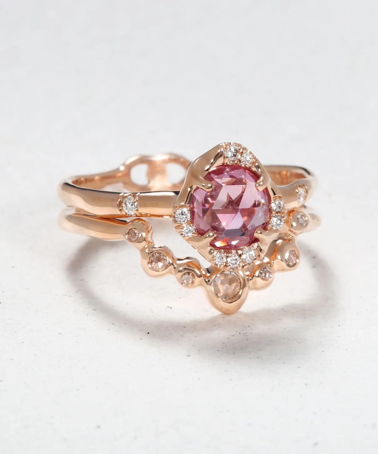 Infinite Love Pink Sapphire and Diamond Eye Stack