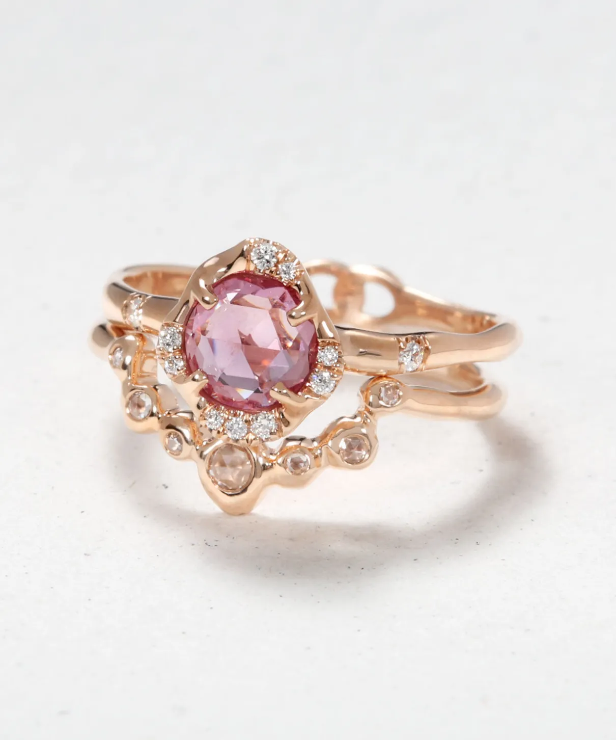 Infinite Love Pink Sapphire and Diamond Eye Stack