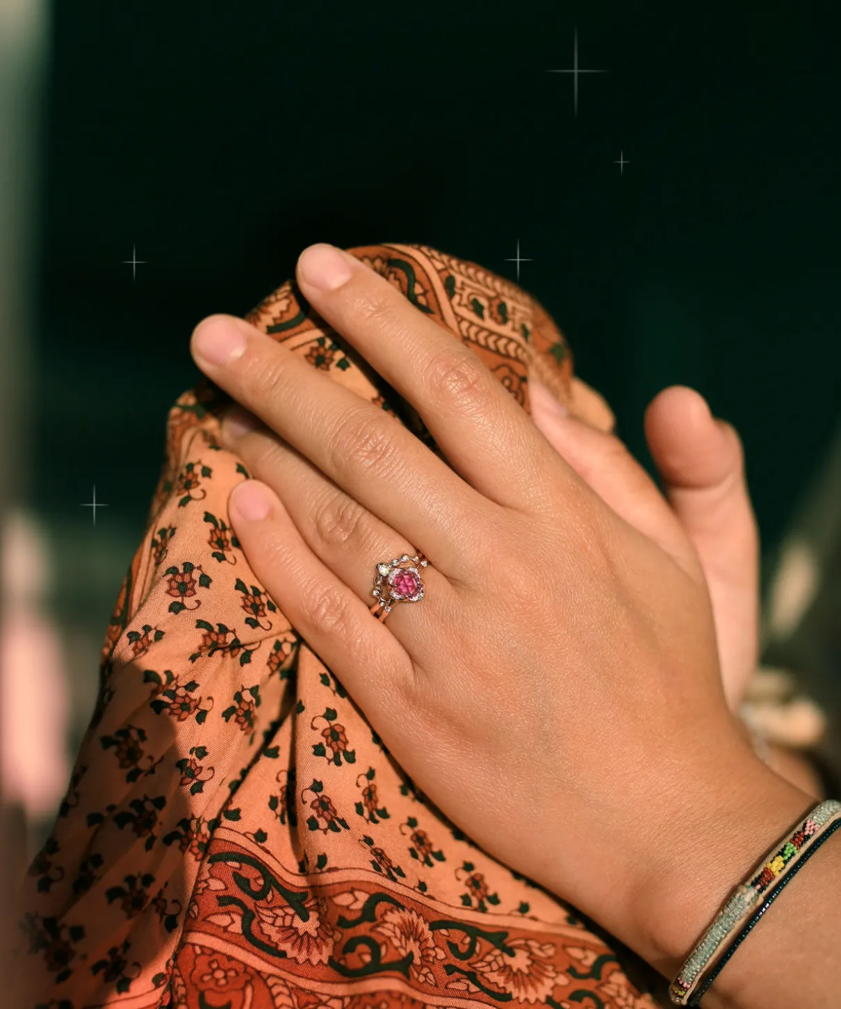 Infinite Love Pink Sapphire and Diamond Eye Stack