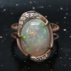 Intuition Moon Snowy Rainbow Flash Opal Ring