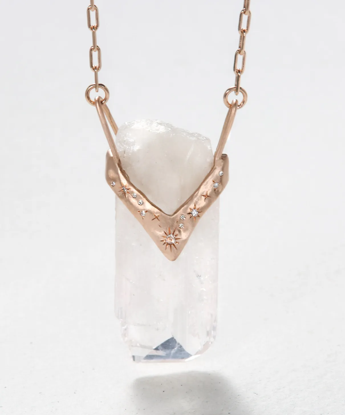 Melted V Shaped Healing Crystal Necklace