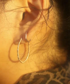 Oval Diamond Hoop Earrings