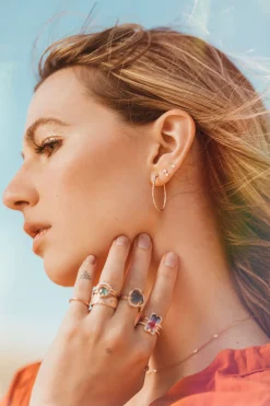 Oval Diamond Hoop Earrings