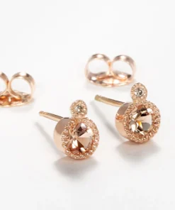 Peach Topaz Milgrain Studs