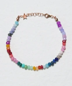 Rainbow Jade Beaded Star Clasp Bracelet