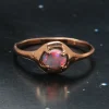 Rainbow Red Opal Moon Silhouette Ring