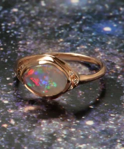Seeing Eye Rainbow Red Flash Opal Ring