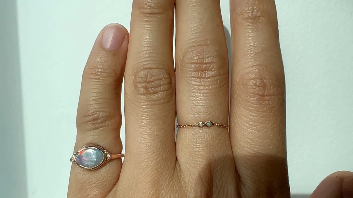 Seeing Eye Rainbow Red Flash Opal Ring