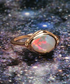 Seeing Eye Rainbow Red Flash Opal Ring