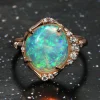 Stardust Saturated Teal Crystal Opal Ring