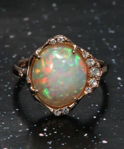 Stardust Three Dimensional Firework Gem Flash Opal Ring