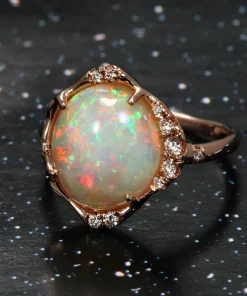 Stardust Three Dimensional Firework Gem Flash Opal Ring